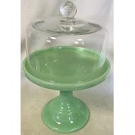 Rosso Glass Plain & Simple Bakery Cake Plate Stand with Cake Dome - Mosser Glass (6, Jadeite)