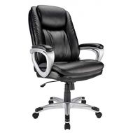 Realspace Tresswell Bonded Leather High-Back Chair, Black/Silver