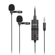 BOYA by-M1 Universal 2-Person Dual Omnidirectional Lavalier Microphone for Cameras, Smartphones, Tablets, Computers, Recorders & More, Black, (BY-M1DM)