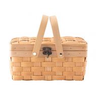 Vintiquewise QI003505.S Small Woodchip Picnic Basket with Cover and Folding Handl, Brown