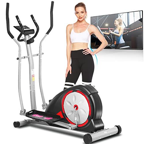  ANCHEER Elliptical Machine for Home Use, Elliptical Training Machines with 8 Level Magnetic Resistance, Pulse Rate Grips, LCD Monitor, Smooth Quiet Driven Cardio Cross Trainer, 350