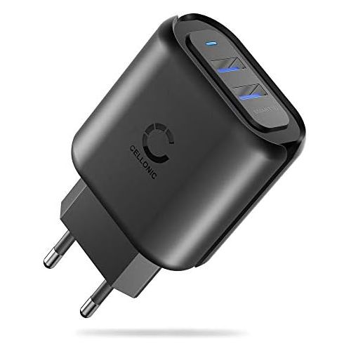  [아마존베스트]Cellonic 2 Compartment USB Charger for Mobile Phone Smartphone Tablet with 24 W  4.8 A Quick Charger Multi Plug USB Power Supply Charger Plug Power Adapter USB Charger Power Adap