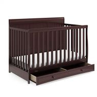 Graco Asheville 4-in-1 Convertible Crib with Drawer - Full-Size Storage Drawer, Crib Easily Converts to Daybed, Toddler Bed, and Full-Size Bed, Espresso , 53.23x30.31x40 Inch (Pack