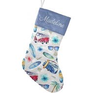 NZOOHY Vintage Island Beach Car Surf Christmas Stocking Custom Sock, Fireplace Hanging Stockings with Name Family Holiday Party Decor