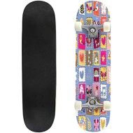 BNUENMEE Classic Concave Skateboard for Boys Girls Beginners, Music Notes Seamless Pattern on Paper Page Standard Skateboards 31x 8 Extreme Sports Outdoor Skateboards