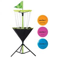 Franklin Sports Disc Golf Set  Disc Golf  Includes Disc Golf Basket, Three Golf Discs and Carrying Bag