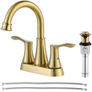 PARLOS 2-Handle Bathroom Faucet Brushed Gold with Pop-up Drain & Supply Lines, Demeter 1362708
