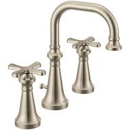 Moen TS44103BN Colinet Traditional Two Widespread High-Arc Bathroom Faucet with Cross Handles, Valve Required, Brushed Nickel