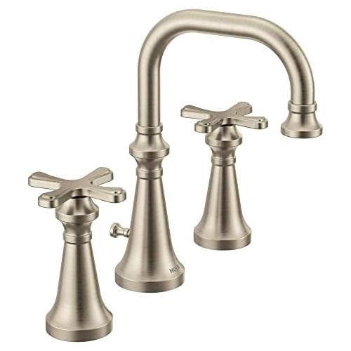  Moen TS44103BN Colinet Traditional Two Widespread High-Arc Bathroom Faucet with Cross Handles, Valve Required, Brushed Nickel