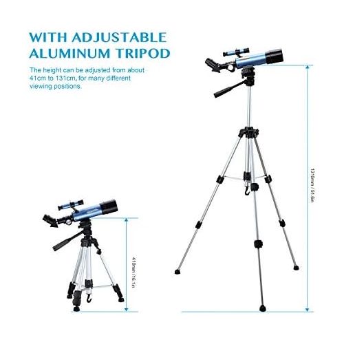  [아마존베스트]Aomekie Childrens Beginners’ 60 / 700 Telescope with 10X with Smartphone Adapter Extendable Tripod Bag Moon-Filter and Upright Viewfinder