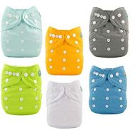 ALVABABY Baby Cloth Diapers One Size Adjustable Washable Reusable for Baby Girls and Boys 6 Pack with 12 Inserts 6BM98