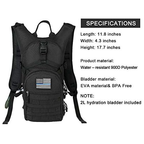  RUPUMPACK Tactical Molle Hydration Backpack with 2L Water Bladder, Military Daypack for Hiking, Running, Biking