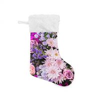 xigua Christmas Stockings,Purple Pink Flower Big Xmas Stockings Gift Decorations and Party Supplies, Used for Fireplace Decoration Socks 1PCS