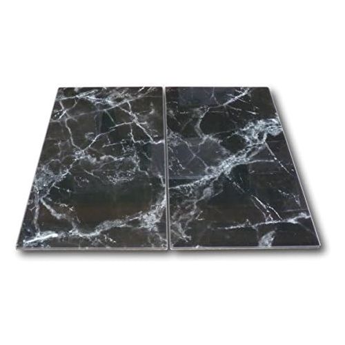  [아마존베스트]Urban Design 2x Glass Hob Cover/Chopping Board/Ceramic Cooktop Cover Marble/Black
