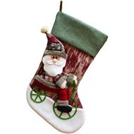 N\\A NA Christmas Stockings Flannelette Socks 3D Snowman Santa Claus on Bicycles Applique Xmas Candy Holders Gift Bags with Loop Hanger Fireplace Xmas Tree Decoration (Santa Claus)