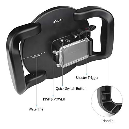  [아마존베스트]SHOOT Stabiliser handle with two handles dome port for DJI OSMO action camera overall concept, comfortable operation, waterproof up to 45 m/147 ft.