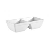 CAC China CN-2T12 Divided Tray 10-Inch by 5-1/2-Inch 12-Ounce 2 Super White Porcelain 2-Compartment Rectangular Tray, Box of 24
