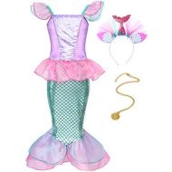 HenzWorld Little Girls Mermaid Costume Toddler Dress up Princess Dresses Christmas Cosplay Birthday Outfit Accessories