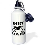 3dRose Black Bike Graphic Image and Dirt Lover Text On White Background Sports Water Bottle, 21Oz, Multicolored