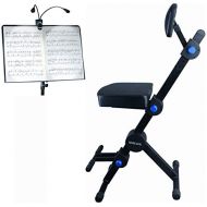 Quik-Lok Quik Lok Guitar / Keyboard Performer and DJ Deluxe Seat w/ Padded Adjustable Backrest w/ Ivation Music Clip Light