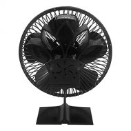SPNEC FSJJD 5 Leaves Stove Fan with Cover Heat Powered Wood Stove Fan Wood Burner Fireplace Fan Accessories (Color : Black, Size : 190x120x210mm)