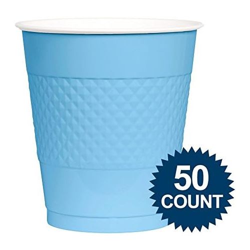  Amscan Reusable Pastel Blue Plastic Cups Big Party Pack, 12 Oz., 50 Ct.