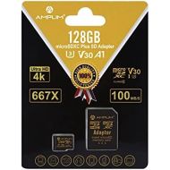 Amplim 128GB Micro SD Card, Extreme High Speed MicroSD Memory Plus Adapter, MicroSDXC SDXC U3 Class 10 V30 UHS-I TF Nintendo-Switch, Go Pro Hero, Surface, Phone Galaxy, Camera Secu