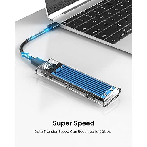  ORICO Tool-Free USB 3.1 Type-C to M.2 SATA SSD External Enclosure Adapter, Support NGFF(SATA Based) M.2 2280 2260 2242 2230 SSD Enclosure Adapter-(TCM2F, Blue)