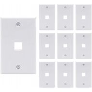 VCE 1 Port Keystone Wall Plate UL Listed (10 Pack), Single Gang Wall Plates for RJ45 Keystone Jack and Modular Inserts, White