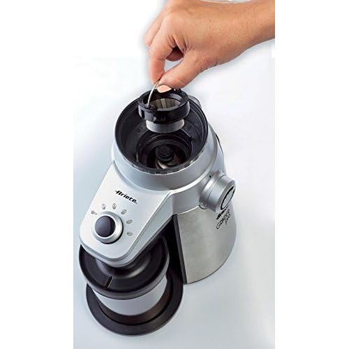  [아마존베스트]Ariete Grinder Pro Coffee Grinder 150Watt Electric Professional, 15Step Grinding Rate 0.3kg, Plastic, silver/black