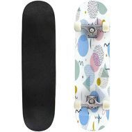 BNUENMEE Classic Concave Skateboard for Boys Girls Beginners, Seamless Abstract Geometric Pattern with Crazy Aquariums in Bright Standard Skateboards 31x 8 Extreme Sports Outdoor S