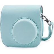 Phetium ICE Blue Protective Case Compatible with Fujifilm Instax Mini 9 Mini 8 Mini 8+, Soft PU Leather Bag with Pocket and Removable Shoulder Strap(Ice Blue)