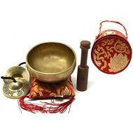 TM THAMELMART FOR BEAUTIFUL MINDS 4.5 Tibetan Singing Bowl for Meditation, Sound Healing, Yoga & Sound Therapy. Made of 7 metals. Cushion Suede leather Wooden Mallet, Box & Tingsha nincluded Thamelmart … (4.5 Inch명상종 싱잉볼