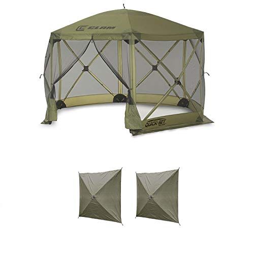  CLAM Quick Set Escape Portable Canopy Shelter + Wind & Sun Panels (2 Pack)