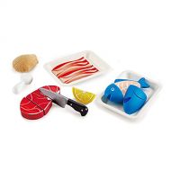 Hape Tasty Proteins Set | Wooden Pretend Play Food Set for Kids, Basic Play Velcro Cooking Ingredients and Accessories Set, Multicolor
