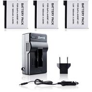 Opteka Extended AHDBT-401 Battery (3-Pack) & Fast Wall/Car Charger for GoPro HERO4 Black & Silver (3.8V, 1600mAh)