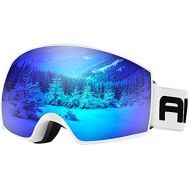 AKASO OTG Ski Goggles - 100% UV Protection Anti Fog Snowboard Goggles Helmet Compatible Snow Goggles