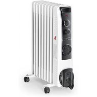 [아마존베스트]TROTEC Oil radiators TRH 22 E - electric, energy-saving radiator with 9 ribs, 3 heat settings (800/1,200/2,000 watts), adjustable thermostat, turbo fan and safety shut-off function