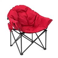 ALPHA CAMP Heavy-Duty Oversize Camping Chair Round Moon Saucer Chair Padded Folding Chair with Cup Holder and Carry Bag