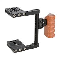 CAMVATE DSLR Video Camera Cage Stabilizer Rig with Wooden Handle Compatible for Camera Accessories