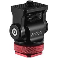 [아마존베스트]Andoer 180° Mini Ball Head Mounting Adapter Hot Shoe Calient 1/4 Inch Screw with Key for DSLR Camera Microphone LED Video Tripod Monitor Monopod (Red)