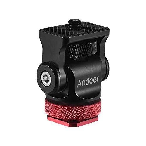  [아마존베스트]Andoer 180° Mini Ball Head Mounting Adapter Hot Shoe Calient 1/4 Inch Screw with Key for DSLR Camera Microphone LED Video Tripod Monitor Monopod (Red)