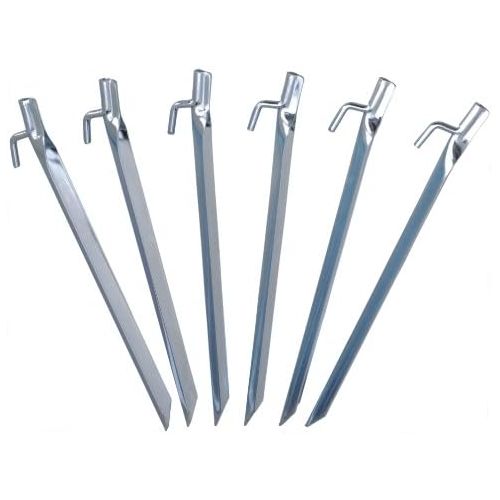  AceCamp Steel V Peg Tent Stakes, Camping Nail Spikes w/Hooks, Pitching Pop-Up Tent & Canopies, Heavy-Duty, No Slipping, Anchor, Hard to Bend. for Outdoor, Hiking, Tarp, Gardening