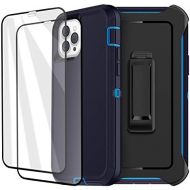 [아마존베스트]AICase Defense iPhone 12 Case iPhone 12 Pro Case with Two Screen Protector Tempered Glass 3 Layer Rugged Heavy Duty Cases for iPhone 12/ iPhone Pro,6.1 inch 2020 (Admiral Blue/Royal Blue)