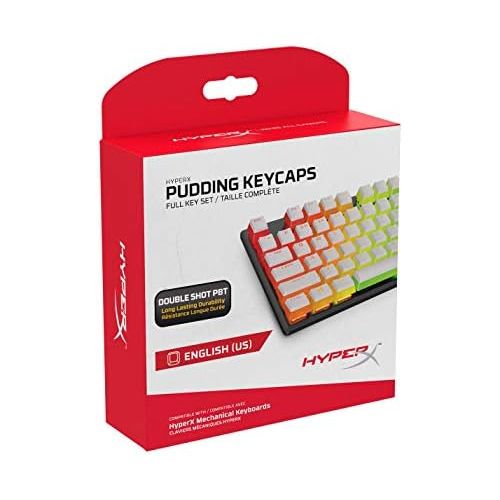  HyperX Pudding Keycaps - Double Shot PBT Keycap Set with Translucent Layer, for Mechanical Keyboards, Full 104 Key Set, OEM Profile, English (US) Layout - White