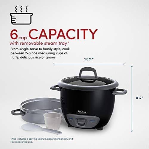  [아마존베스트]Aroma Housewares 6-Cup (Cooked) Pot-Style Rice Cooker and Food Steamer, Black ARC-743-1NGB