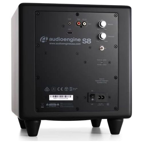  Audioengine S8 250W Powered Subwoofer, Built-in Amplifier (Black)