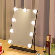 CLQ Lighted Vanity Mirror with 9 Dimmable LED Bulbs Illuminated Cosmetic Mirror with Touch Dimmer and Plug in Power Supply for Makeup Dressing Table Set Shaving Mirrors (Color : Bl