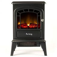 e-Flame USA Aspen Freestanding Electric Fireplace Stove - 3-D Log and Fire Effect (Black)