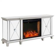 SEI Furniture Toppington Mirrored Media Console Alexa-Enabled Electric Fireplace, Silver